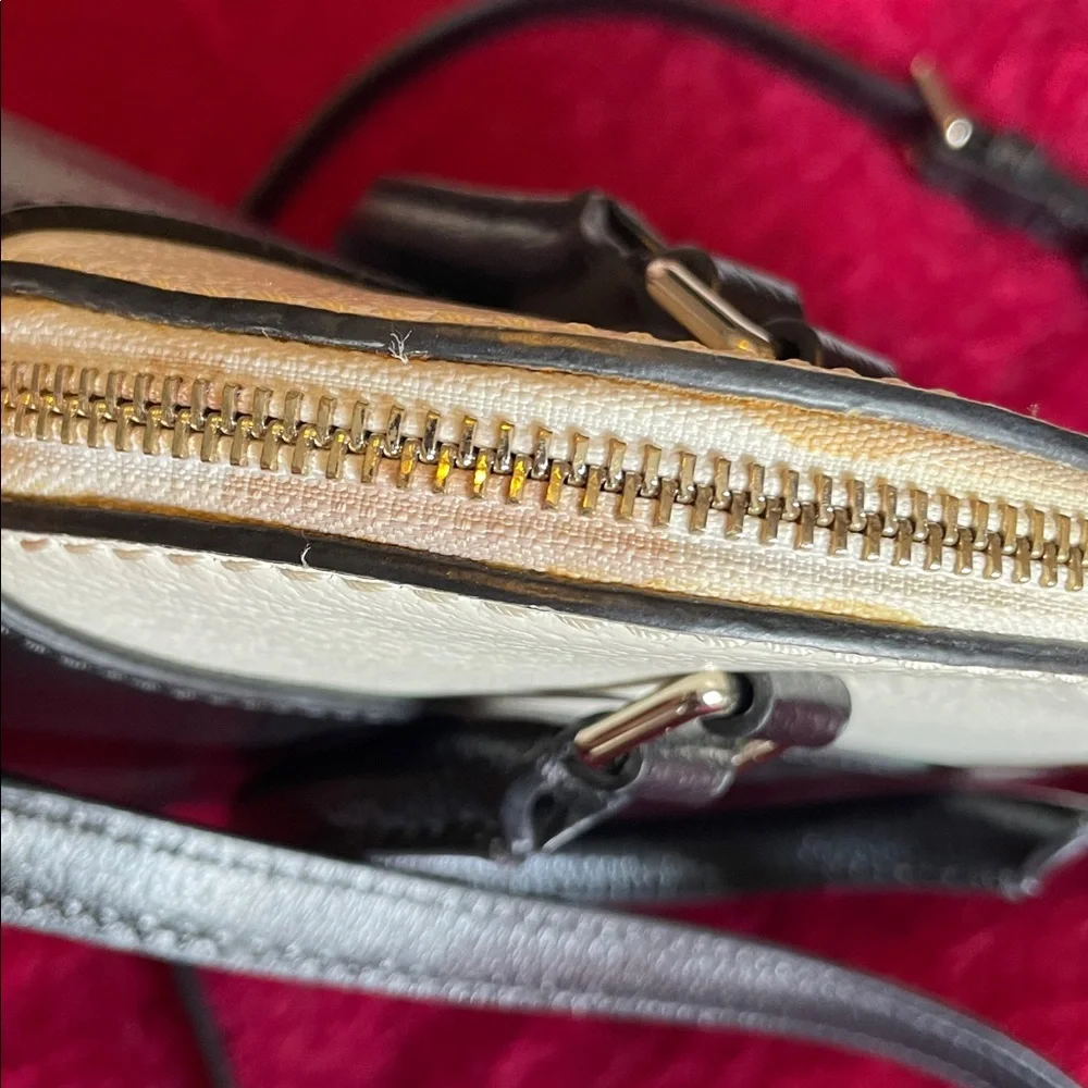 KATE SPADE GROVE STREET CARLI TWO-TONED DOME SATCHEL CROSSBODY BAG BLACK/IVORY